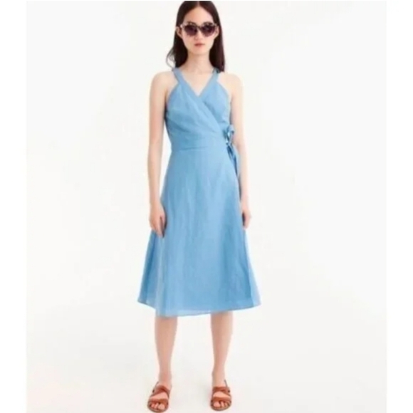 J. Crew Blue Midi Sundress with Halter Neckline and Sleeveless Design - Picture 1 of 8